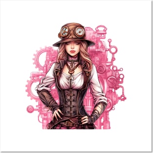 Pink Steampunk Girl Posters and Art